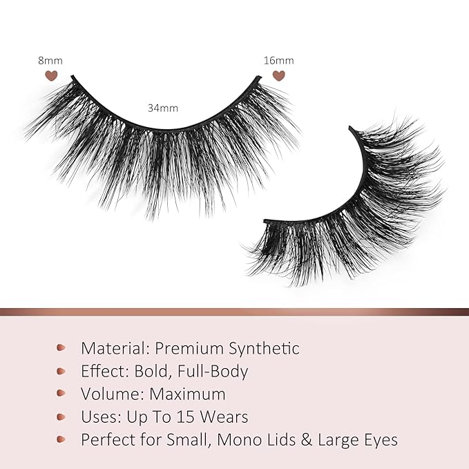 Fake Lashes False Eye Lashes Mink False Eyelashes Natural Cat Eye Lashes Fluffy Fake Eyelashes 16MM Lashes A25-FemmiqueWomen