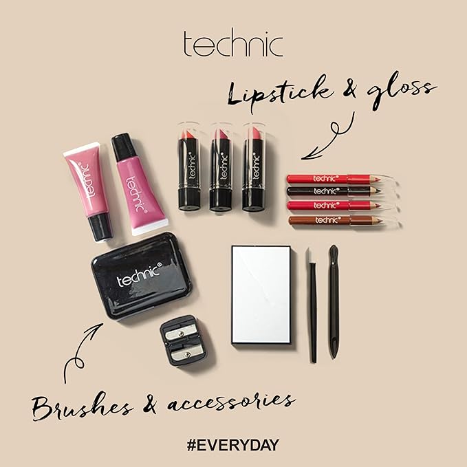 36 Pcs Clear Carry All Full Make Up Kit In a Trunk Train Case Including Makeup Brushes, Eye Shadows, Nail Polish, Blushers, Lipsticks and More-FemmiqueWomen