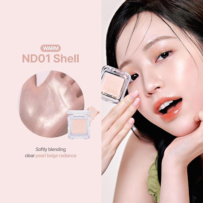 2aN Pure Glash Highlighter – Glass-Like Sheen Powder Highlighter for a Natural, Radiant Glow | Buildable, Long-Lasting, Lightweight Formula (SHELL, 0.8oz)-FemmiqueWomen