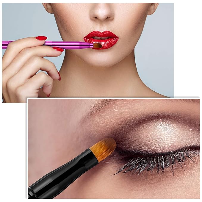 Retractable Dual End Lip Brush Concealer Brush with Cap, Lipstick Eyeshadow Foundation Makeup Brushes Gold, Black, Purple-FemmiqueWomen