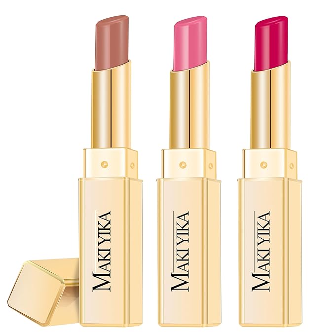 3Pc Moisture Lipsticks for Women Nude Pink Hot Pink Lipstick Hydrate Tinted Lip Balm for Dry Cracked Lips Glossy Lip Color, MA55/62/56-FemmiqueWomen