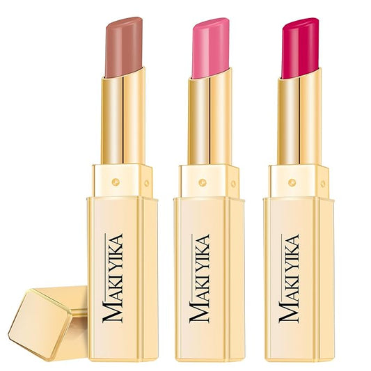 3Pc Moisture Lipsticks for Women Nude Pink Hot Pink Lipstick Hydrate Tinted Lip Balm for Dry Cracked Lips Glossy Lip Color, MA55/62/56-FemmiqueWomen