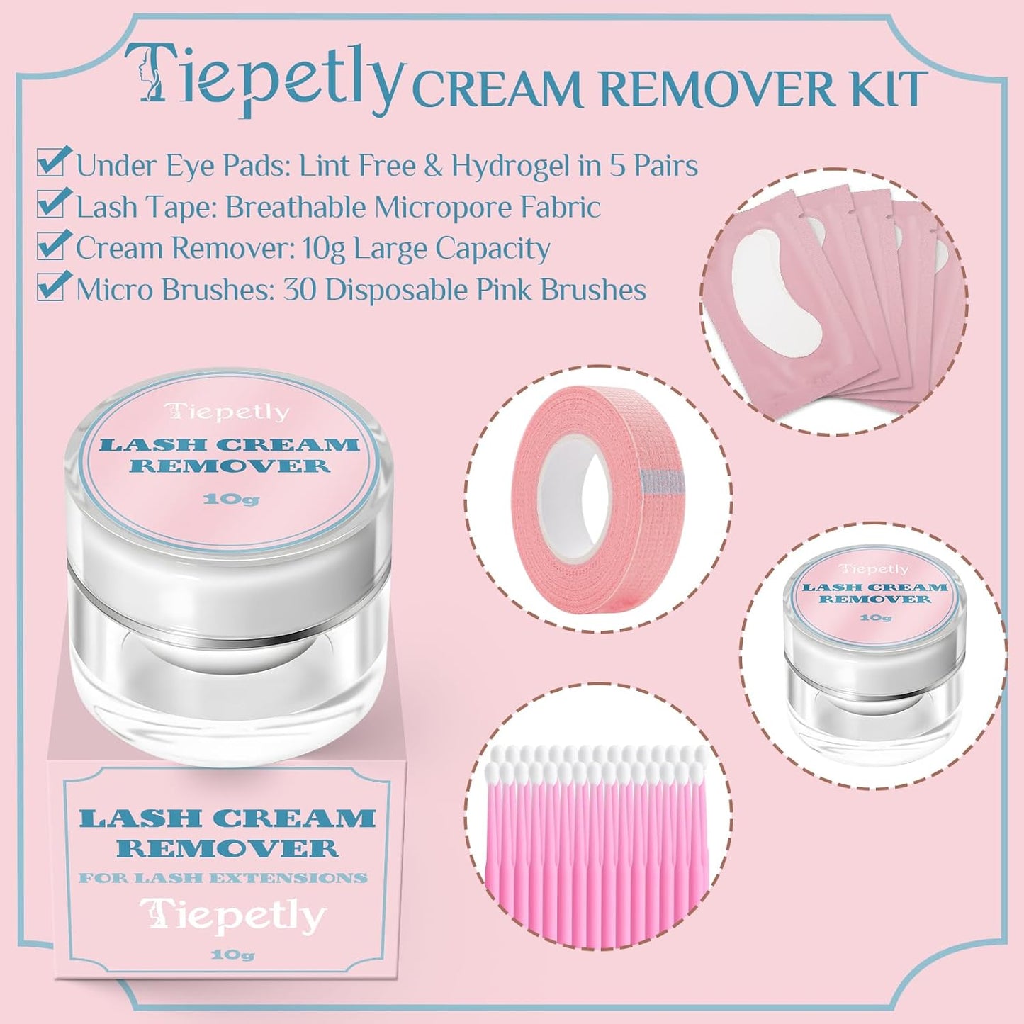 Tiepetly Eyelash Extension Remover, Dissolves Powerful Lash Extension Remover, Low Irritation, for Professional or Salon Use (10 g)-FemmiqueWomen