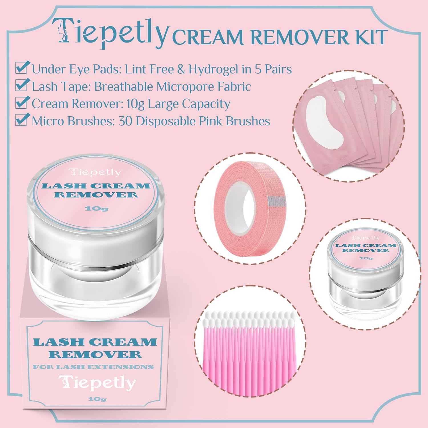 Tiepetly Eyelash Extension Remover, Dissolves Powerful Lash Extension Remover, Low Irritation, for Professional or Salon Use (10 g)-FemmiqueWomen