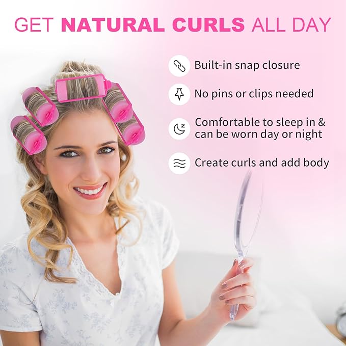 36 Pieces Foam Sponge Hair Rollers - Soft Sleeping Flexible Styling Curlers for Hair Styling (Pink)-FemmiqueWomen