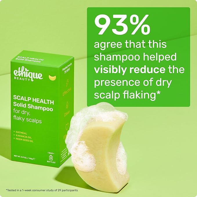 Ethique Scalp Health Shampoo Bar for itchy, dry, flaky scalps with Oatmeal - Plastic-Free, Vegan, Cruelty-Free, 3,88 oz - Formerly Heali Kiwi-FemmiqueWomen