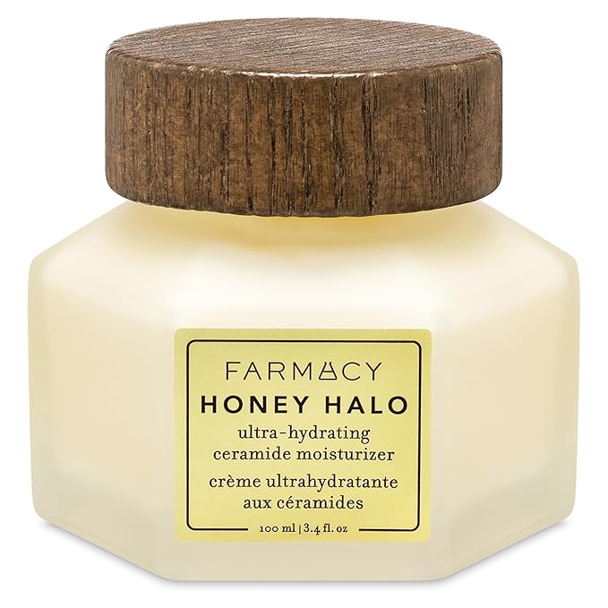 Farmacy Ceramide Face Moisturizer - Honey Halo Hydrating Facial Moisturizer for Dry Skin - Plumps, Soothes + Restores Skin with Potent Ceramides + Buckwheat Honey for a Dewy, Healthy Glow (100ml)-FemmiqueWomen