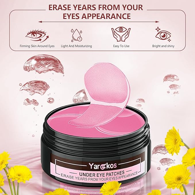 2 Packs 60 Pcs Under Eye Patches, 24K Gold+Pink, 30 Pairs Women Undereye Mask for Puffy Eyes Dark Circles Treatment, Men Collagen Gel Pads Hydrating for Eye Bags Puffiness Wrinkle, Beauty Skin Care-FemmiqueWomen