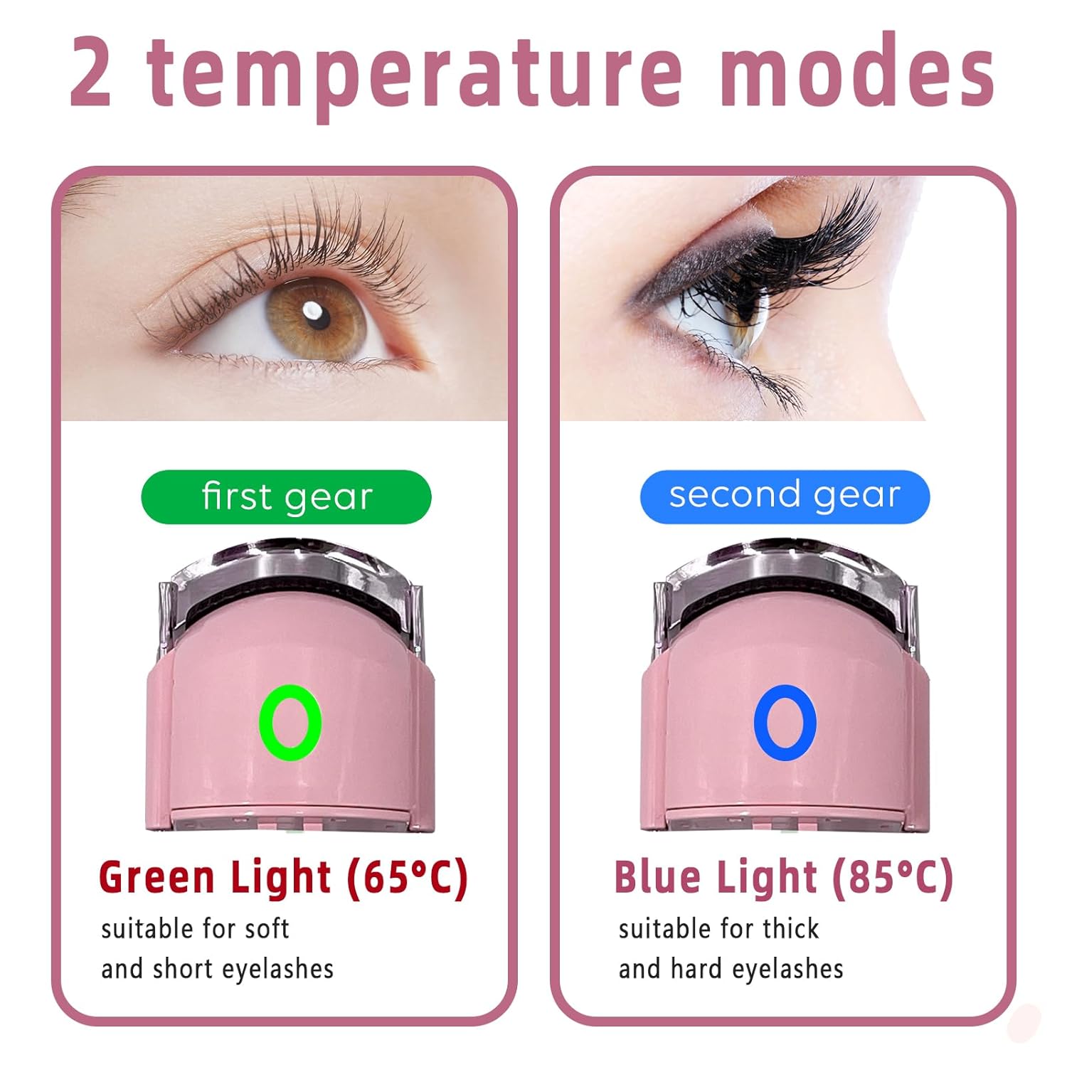 Pinkiou Heated Eyelash Curler for Women USB Rechargeable Lash Curler Long Lasting Ironing Electric Eyelash Curler with Silcone Pad Replacable Great Makeup Tools for Her-FemmiqueWomen