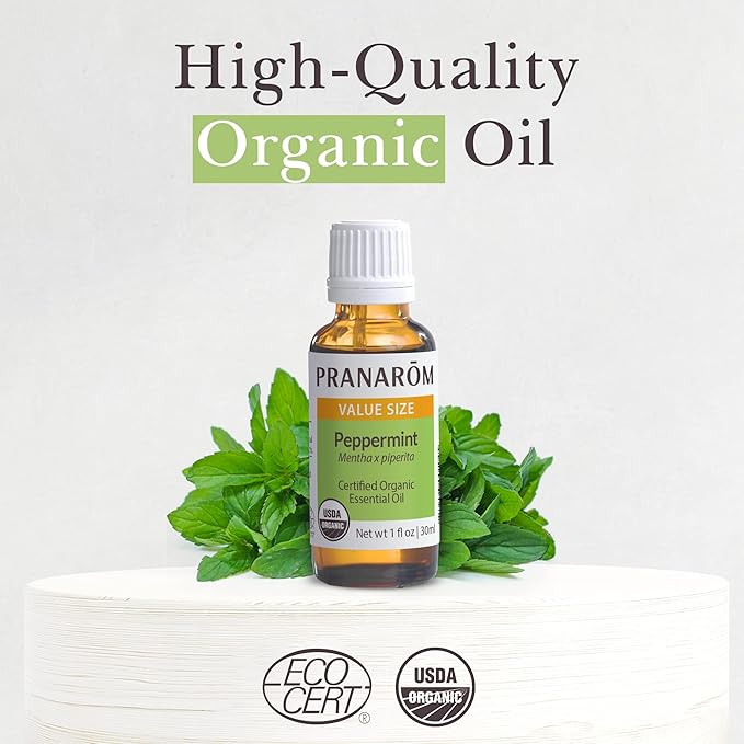 Pranarom USDA Certified Organic Peppermint Essential Oil (30ml), 100% Pure Undiluted Therapeutic Grade from India for Aromatherapy, Diffuser, Topical, Cooling, Massage & Relaxation-FemmiqueWomen