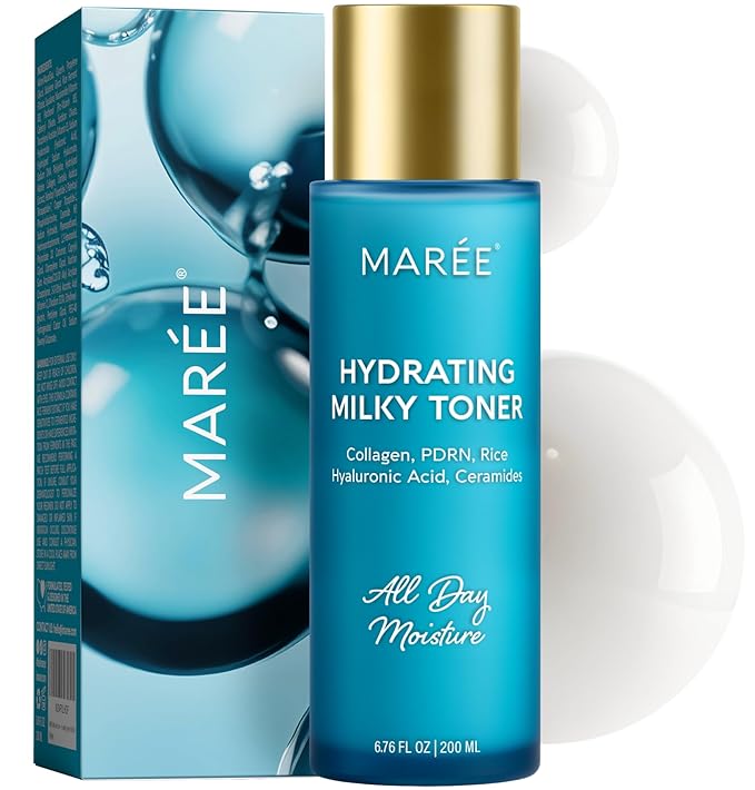 MAREE Hydrating Milky Toner for Face - Rice Toner with Niacinamide & Collagen - Skin Barrier Repair Hydrating Toners for Face - Milk Toners Essence - PDRN, Hyaluronic Acid, Ceramides - Tonico Facial-FemmiqueWomen