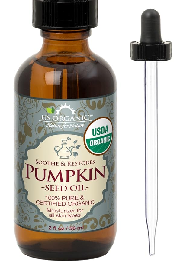 US Organic Pumpkin Seed Oil, USDA Certified Organic, Pure, Natural, Cold Pressed Virgin, Unrefined in Amber Glass Bottle w/Glass Eyedropper (Small (2 oz, 56 ml))-FemmiqueWomen