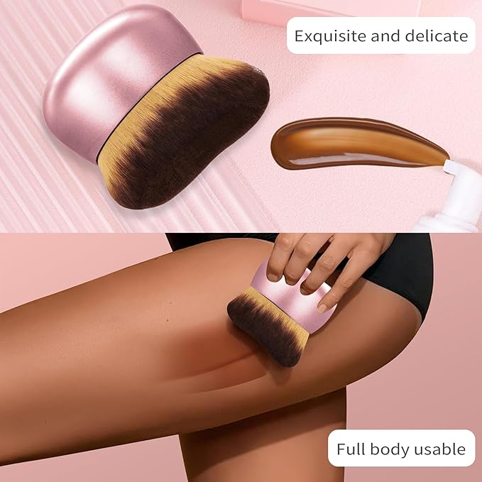 Extra Large Body Makeup Brush For Self Tanner,Leg Makeup &Bronzer Blend,75 mm Wide-headed Kabuki Brush Provides More Even& Pretty Application, Sunscreen Face&Back Makeup Brush,Wet&Dry Use-Matte (Gold)-FemmiqueWomen