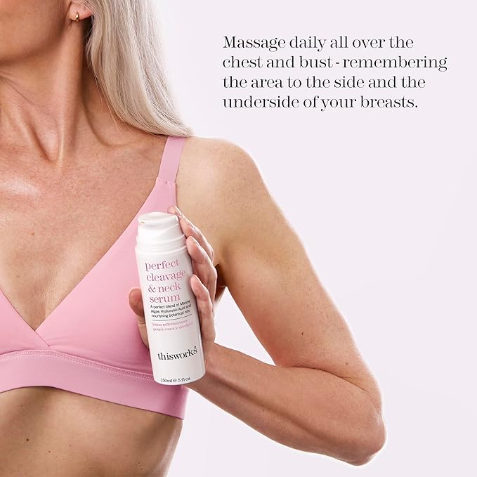 This Works Perfect Cleavage & Neck Serum with Marine Algae & Hyaluronic Acid – Neck Cream Firms & Hydrates – 5 fl oz-FemmiqueWomen