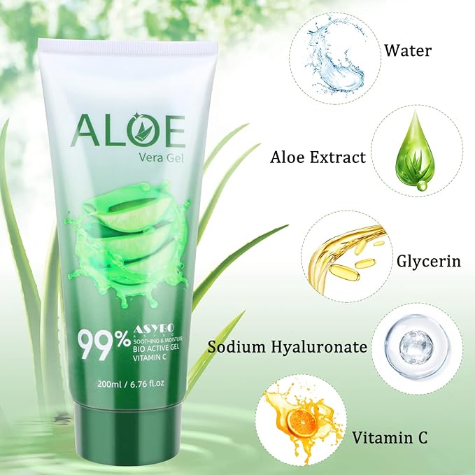 200x2 ML Aloe Vera Gel – 99% Organic Pure Aloe Vera Hydrating Face & Body Moisturizer, Natural Aloe Cream for Dry Skin, Sunburn, Acne, Soothing & Moisturizing-FemmiqueWomen