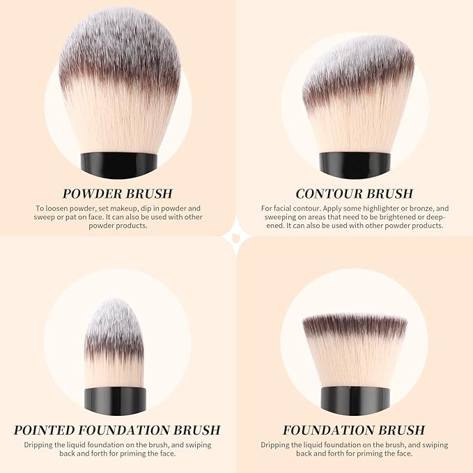 DUcare Makeup Brushes Duo End Foundation Contour Powder and Buffer Brush Bronzer Double Makeup Brush Set 2Pcs black-FemmiqueWomen