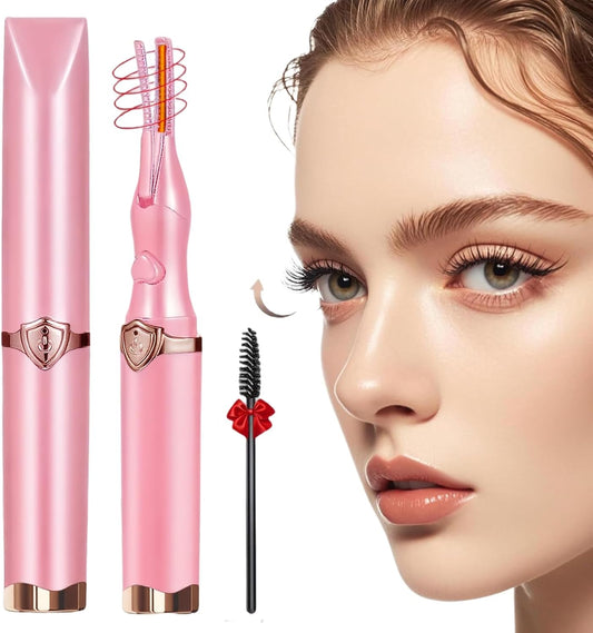 Heated Eyelash Curler, 2-in-1 Clip-Type Design, 3 Temperature Modes, USB Rechargeable Electric Eyelash Curler, Natural Curling 24H Long-Lasting Curl, Gift for Women & Girls, Light Pink DA-FemmiqueWomen