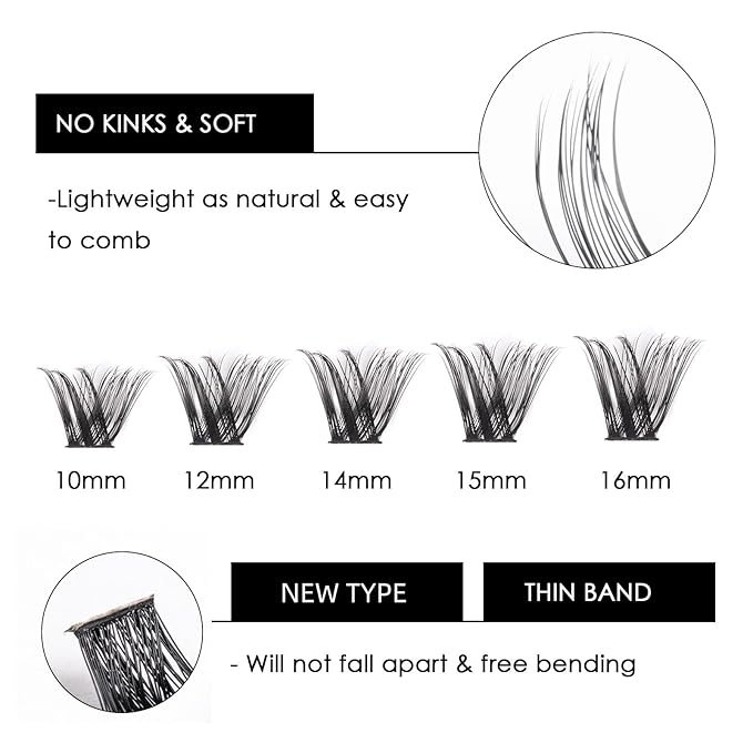 Cluster Lashes 72 Individual Lashes Clusters Eyelash Extensions False Eyelashes DIY Lash Extension Reusable False Eyelashes Natural Look Mix 10-16mm C D Curl-DM27-FemmiqueWomen