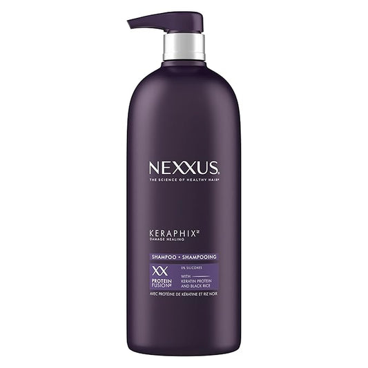 Nexxus Keraphix Shampoo With ProteinFusion for Damaged Hair Keratin Protein, Black Rice, Silicone-Free 33.8 oz-FemmiqueWomen