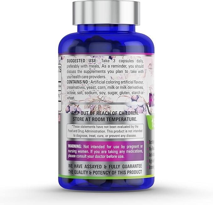 100% Pure Resveratrol Extract for Anti-Aging & Heart Health - 1500mg Maximum Strength (1)-FemmiqueWomen