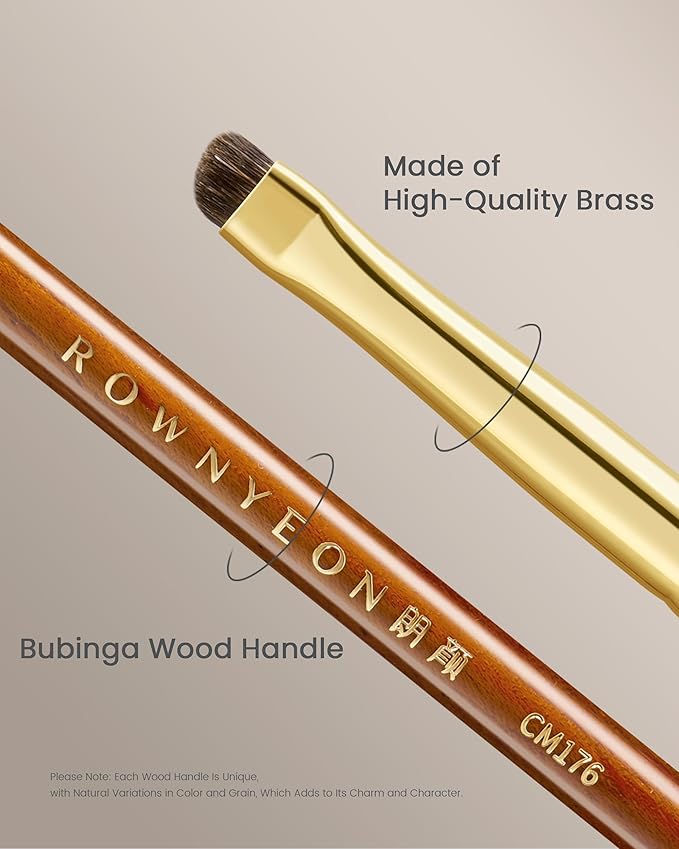 Desert Oak Series Soft-Angle Eyeshadow Brush - Curved Edge Pony Hair for Crease & Lash Lines, Bubinga Handle (CM 176)-FemmiqueWomen