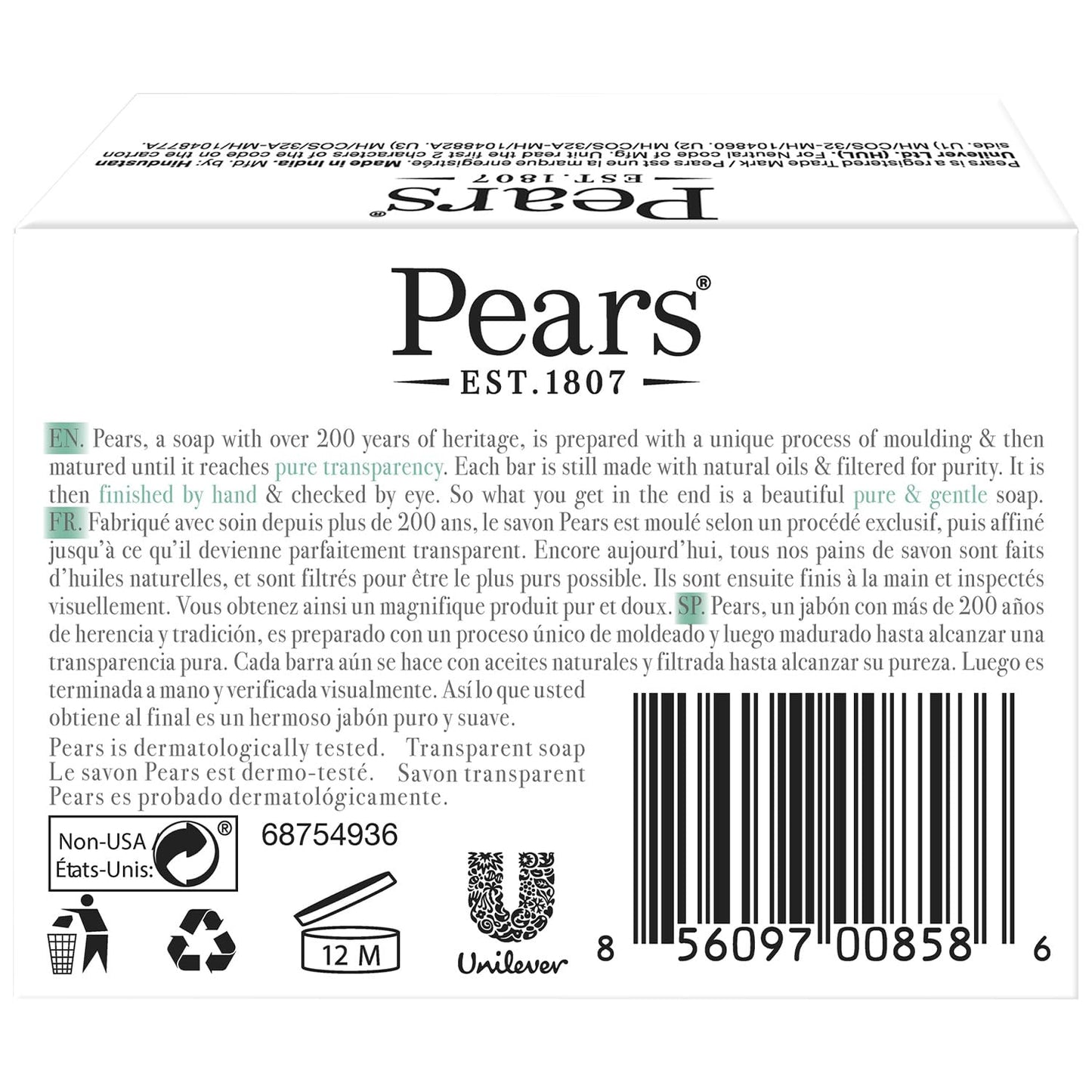 Pears Soap, Pure & Gentle with Lemon Flower Extracts, 3-Pack – Transparent Green Glycerin Soap for Radiant, Glowing Skin, 4.4 Oz Ea-FemmiqueWomen