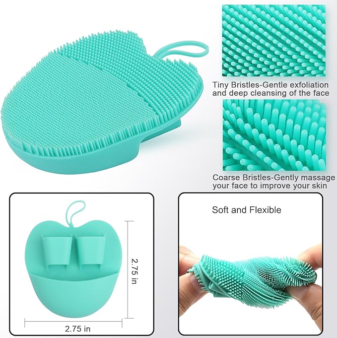 INNERNEED Soft Silicone Facial Cleansing Brush Set, Gentle Exfoliating and Massaging Face Scrubber Pad, Anti-Slip Design for Blackhead Removal and Skin Care (Pack of 3)-FemmiqueWomen