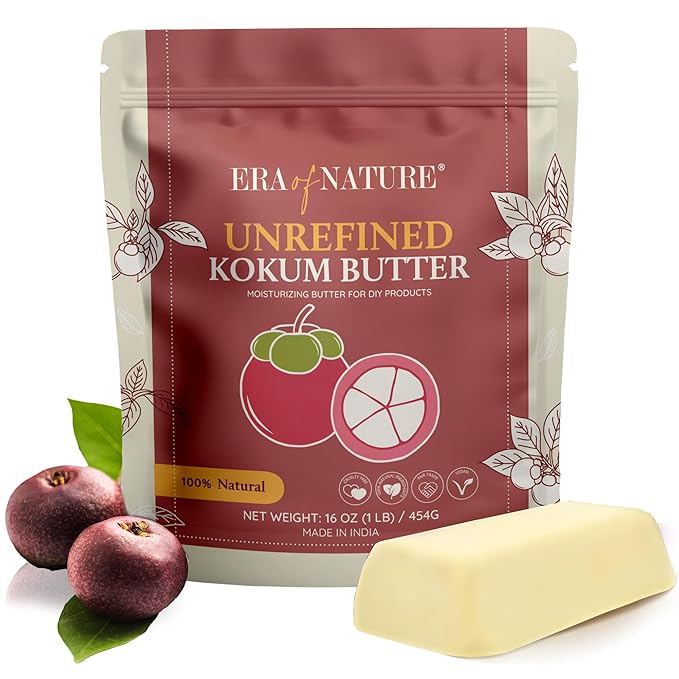 era of nature Kokum Butter Raw - 16 oz (1lb) - Natural Butter for Body Butters, Lotion Bars, Lip Balm, Soap Making – Blends Well with Shea or Cocoa Butter – For Stretch Marks, Scars, Pregnancy Care-FemmiqueWomen