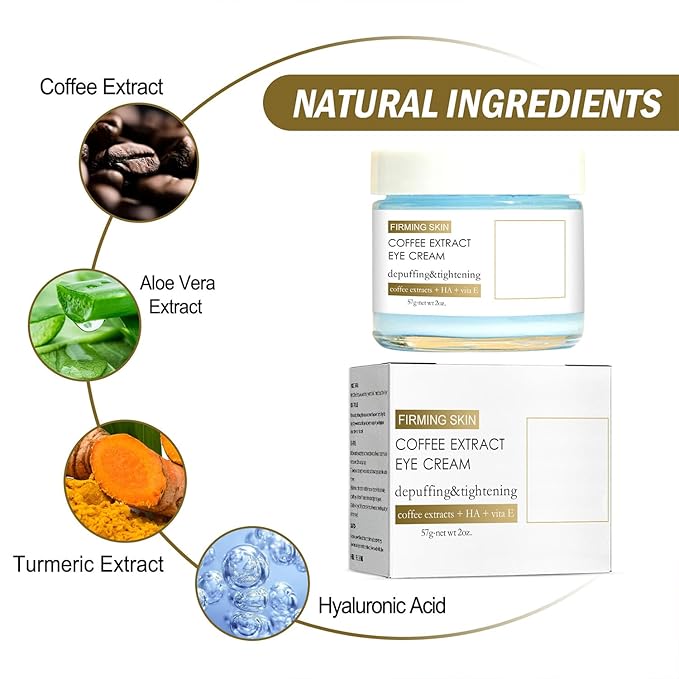 2PCS Caffeine Eye Cream for Dark Circles and Puffiness, Anti-Wrinkle Stay-Up Late Retinol Eye Cream, Tightening & Firming Skin, Dilute Dark Circles-FemmiqueWomen