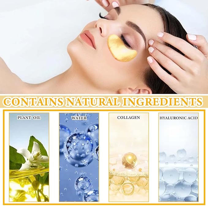 30 Pairs 24K Gold Eye Pads Under Eye Mask,Collagen Crystal Under Eye Patches Moisturizing Eye Gel Pads,Under Eye Masks for Wrinkles,Puffy Eyes & Dark Circles,Eye Patch for Beauty Eye Care-FemmiqueWomen