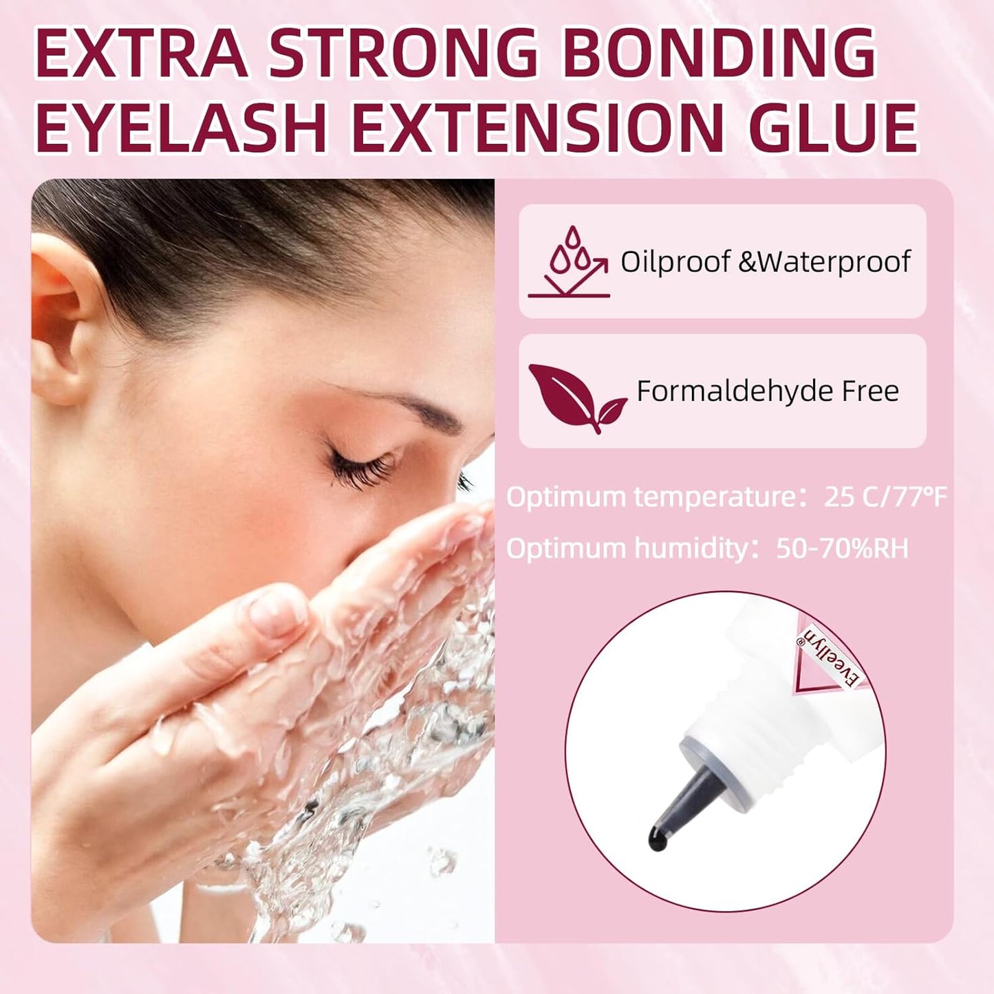 Eyelash Extension Glue, 5ml Lash Extension Glue, 2-3s Drying Time, Retention up to 7-8 Weeks, Power Extreme Waterproof for Professional Use Only-FemmiqueWomen