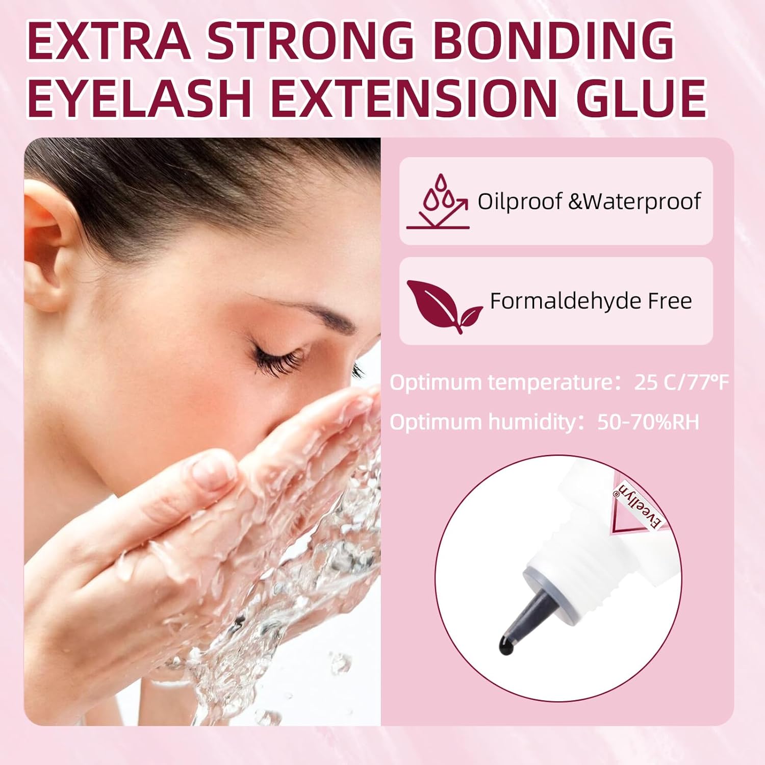 Eyelash Extension Glue, 5ml Lash Extension Glue, 2-3s Drying Time, Retention up to 7-8 Weeks, Power Extreme Waterproof for Professional Use Only-FemmiqueWomen