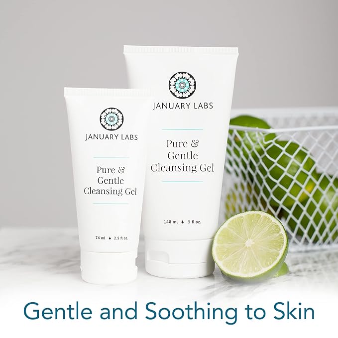 January Labs Pure & Gentle Face Cleanser Gel, Face Wash for All Skin Types, Dry Skin, Sensitive, Acne Prone Skin, Skin Care Essential, 5 Oz