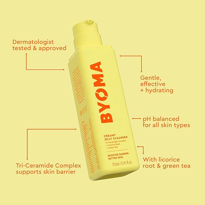 BYOMA Creamy Jelly Cleanser Refill - Hydrating Facial Cleanser for Skin Barrier Repair - Tri-Ceramide Face Wash for Sensitive Skin - Gently Removes Makeup & Excess Oil - 5.91 fl oz Refill-FemmiqueWomen