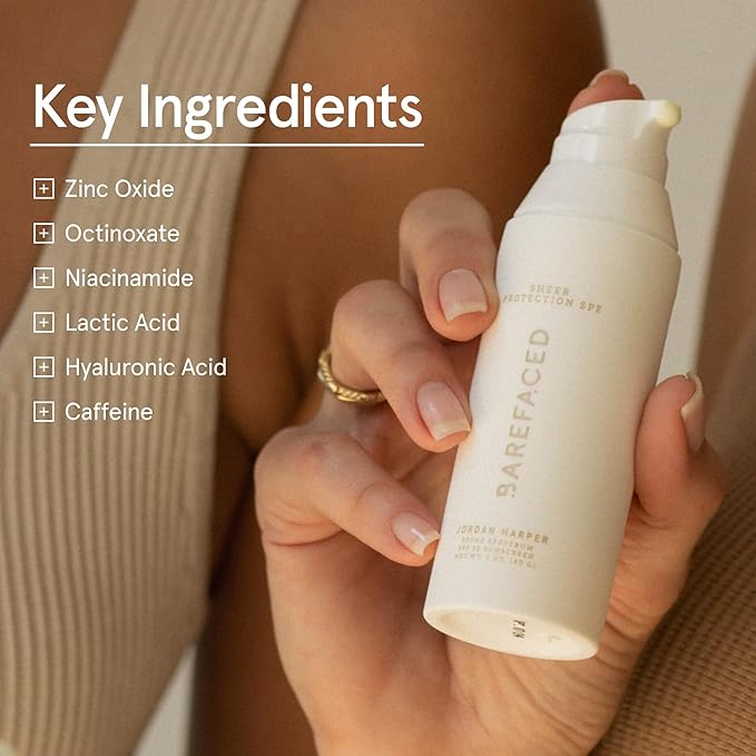 Barefaced Sheer Protection SPF 50+ – Broad-Spectrum Face Sunscreen for women with Zinc Oxide, Niacinamide & Hyaluronic Acid – Oil-Free UV Protection, Hydration & Anti-Aging with Universal Tint (60ml)-FemmiqueWomen