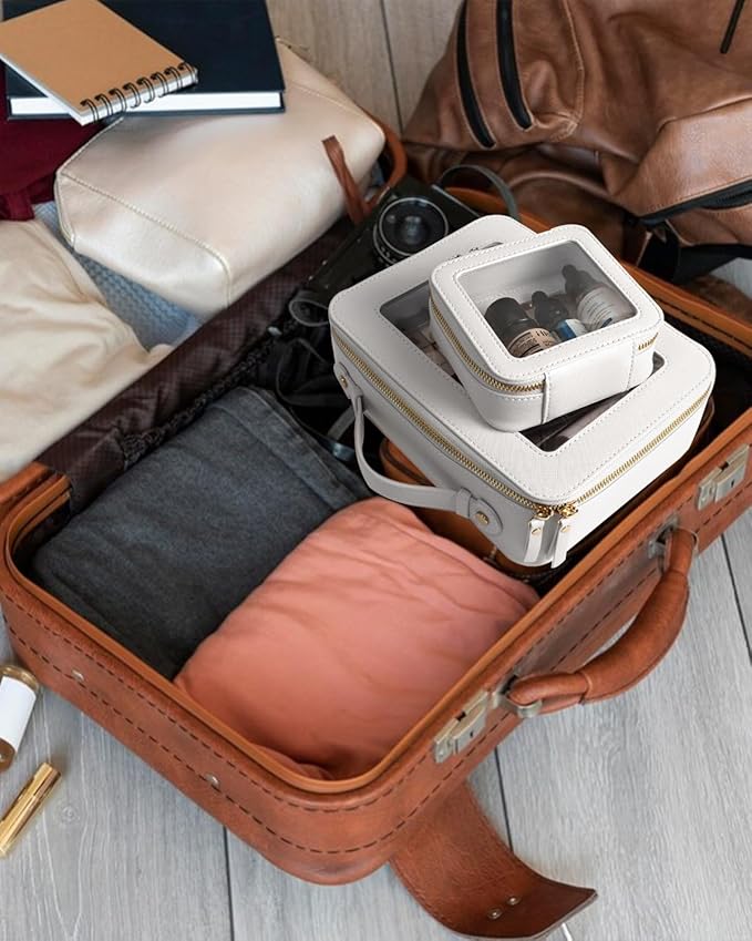 Clear Makeup Bag Small, TSA Approved Portable Toiletry Bag with Zipper Cosmetic Travel Bag Makeup Organizer Case Mini Makeup Pouch for Purse Car Organizer Bag for Women Men-FemmiqueWomen