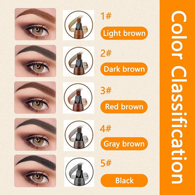 2025 Upgraded Magic Eyebrow Pencil for Women, Long-Lasting Ultra-Fine Tip Waterproof Eye Brow Pencils with 4 Fork, Smudge-Proof Natural Brow Makeup for Women - Black-FemmiqueWomen