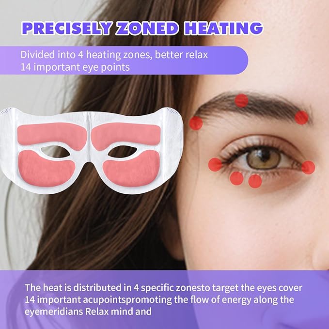 18 Packs Lavender Steam Eye Masks for Dry Eyes 40 Mins Warm Eye Mask Heated Eye Mask Reduce Puffiness Dark Circles Travel Essentials Eye Masks for Sleep Disposable(Lavender,Hollow)-FemmiqueWomen