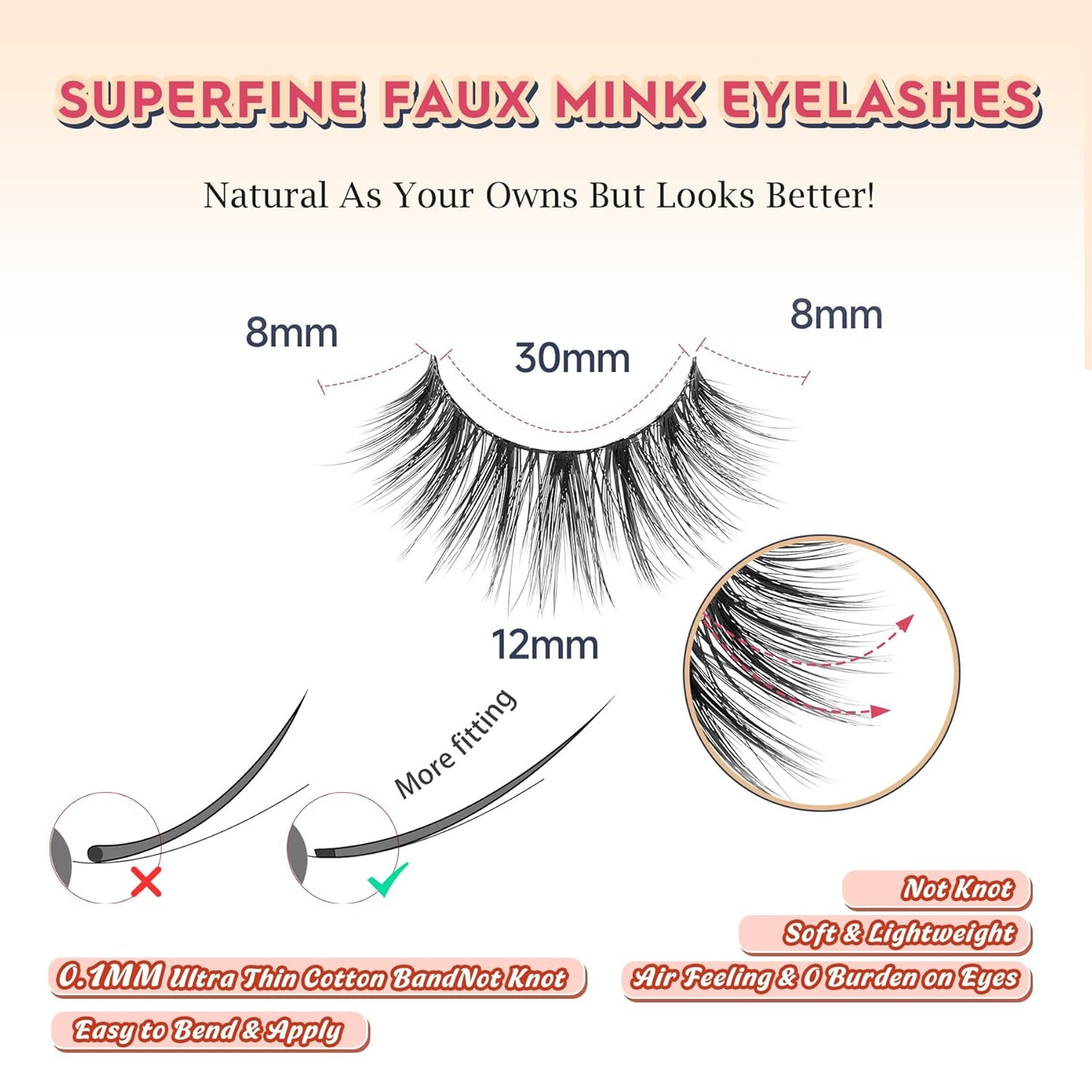 Lashes Wispy False Eyelashes Natural Volume Fluffy Lashes 12MM Strip Eyelashes with Thin Band C Curl Eyelashes False Eye Lashes Pack 7 Pair Siligli-FemmiqueWomen