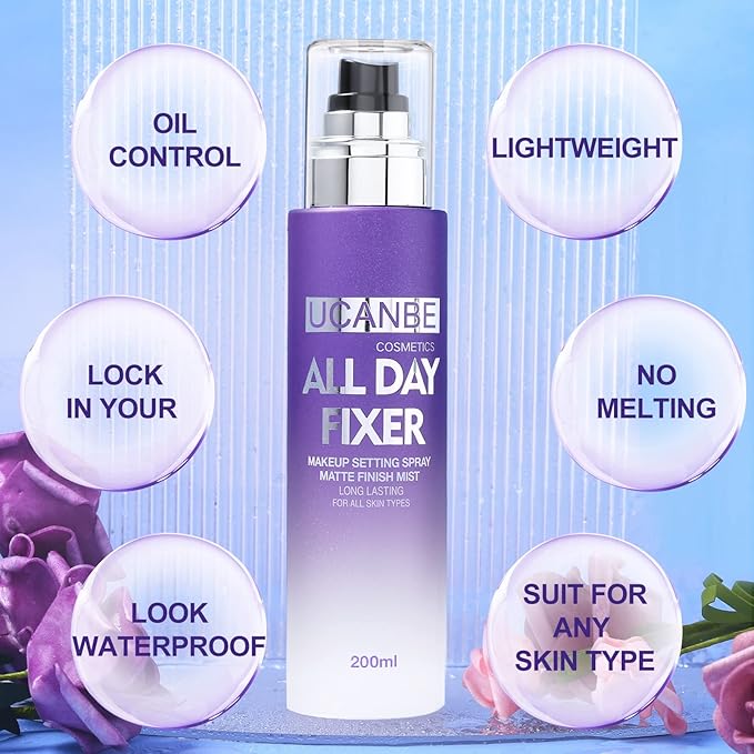 UCANBE Makeup Setting Spray - 2PC Set Matte Finishing Spray, Long Lasting Oil Control Make Up Spray, Lightweight Hydrate Face Mist for Face-FemmiqueWomen