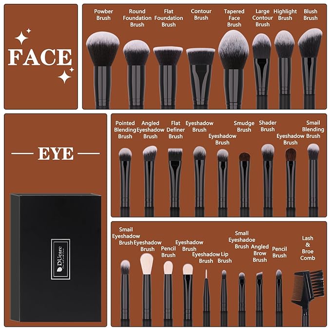 DUcare Professional Makeup Brushes Set 27Pcs Makeup Brush Set Premium Synthetic Kabuki Foundation Blending Face Powder Blush Concealers Eye Shadows Brushes-FemmiqueWomen