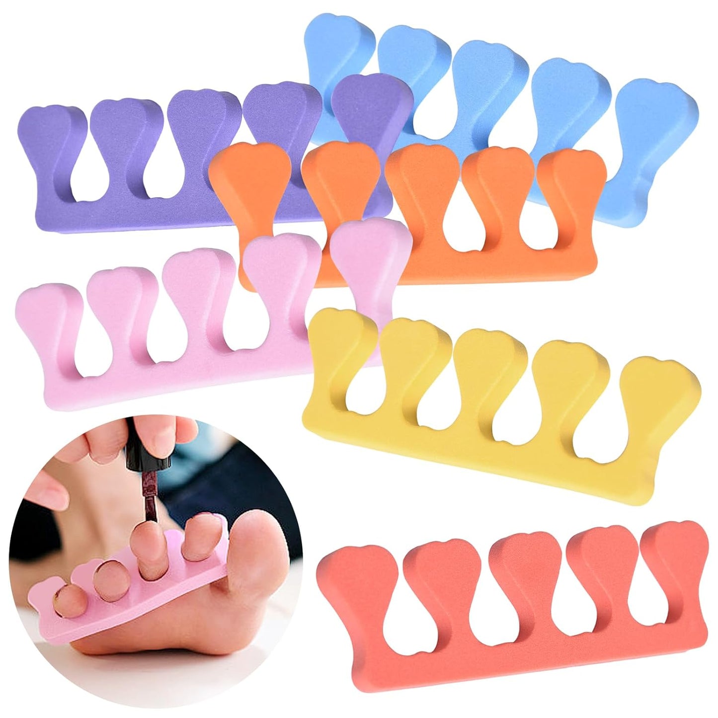 24pcs Toe Separators Set Colorful Heart Toe Separators Soft Durable Pedicure Tools for Feet Cute Design for Kids, Men and Women Spa & Pedicure & Manicure Tools-FemmiqueWomen