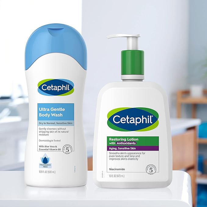Cetaphil Restoring Body Lotion with Antioxidants for Aging Skin, Great for Neck and Chest Areas, Fragrance and Paraben Free, Suitable for Sensitive Skin 16 oz. Bottle-FemmiqueWomen