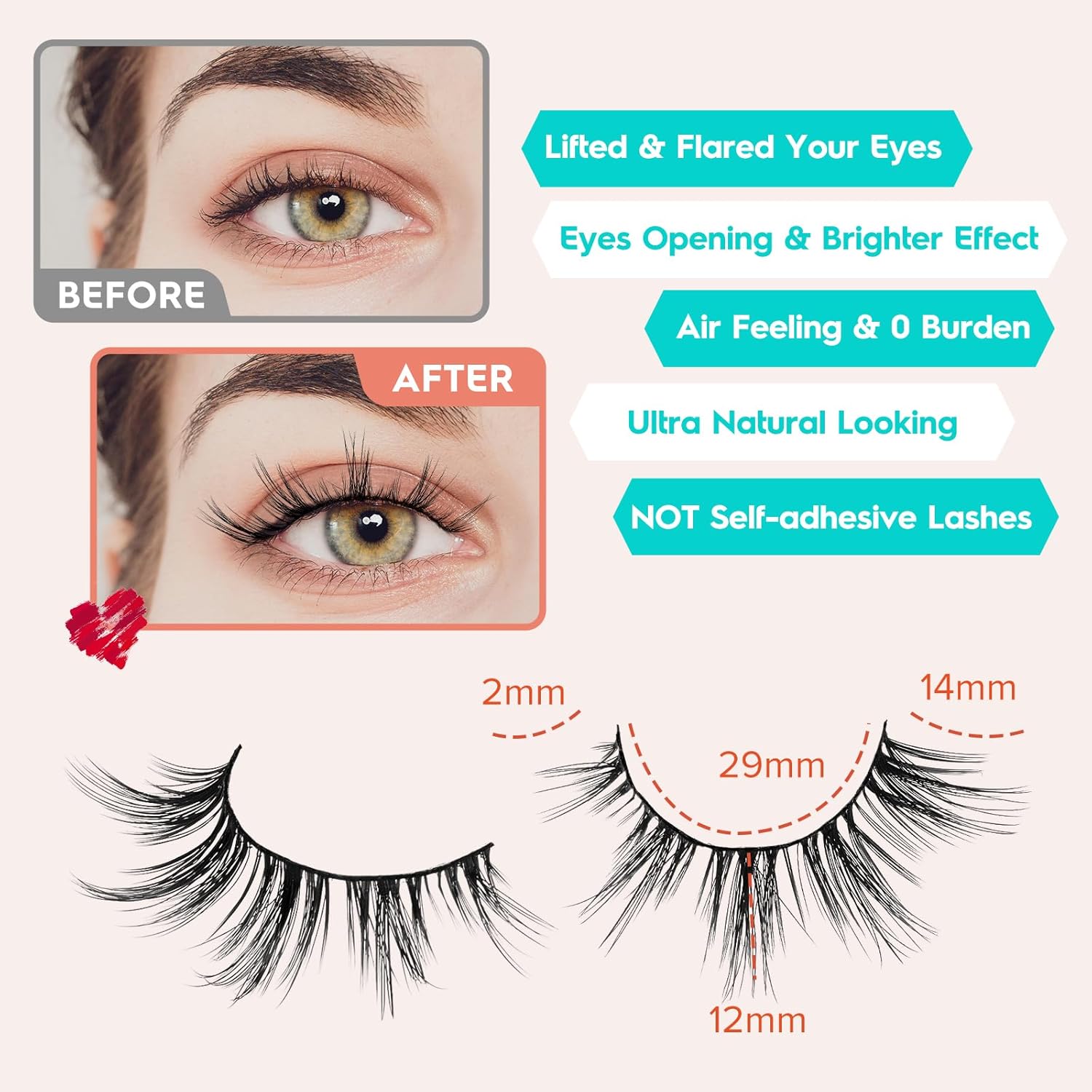 Manga Lashes Wispy 14mm False Eyelashes Natural Look Cat Eye Lashes Strips 0.1mm Thin Band Anime Eyelash 3D Volume Manhua Lash Pack C Curl Eyelashes 7 Pair Siligli-FemmiqueWomen