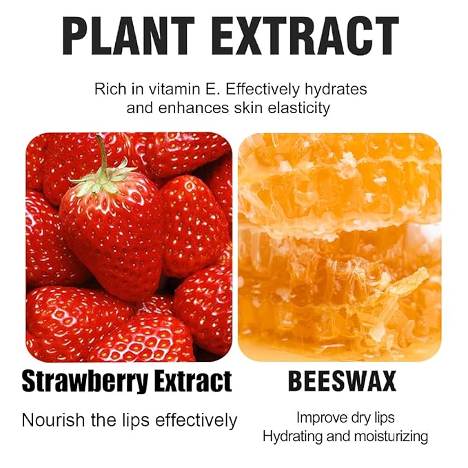 2PCS Strawberry & Honey Lip Balm, Hydrating Lip Propolis Sleeping Lip Mask, Moisturizing & Prevention Dry and Cracked Lip Scrubs Exfoliator, Lip Repair Nourishes the Lip Skin-FemmiqueWomen