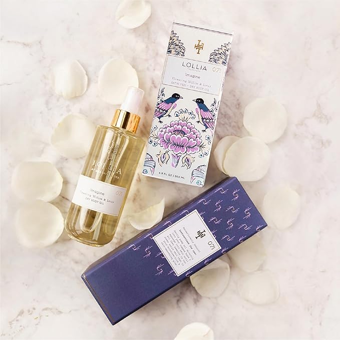 LOLLIA Imagine Dry Body Oil, 6.8 Fl. Oz. – Flowering Willow & Lotus – Women’s, Scented, Moisturizing, Dry Body Oil for Women, For All Skin Types-FemmiqueWomen