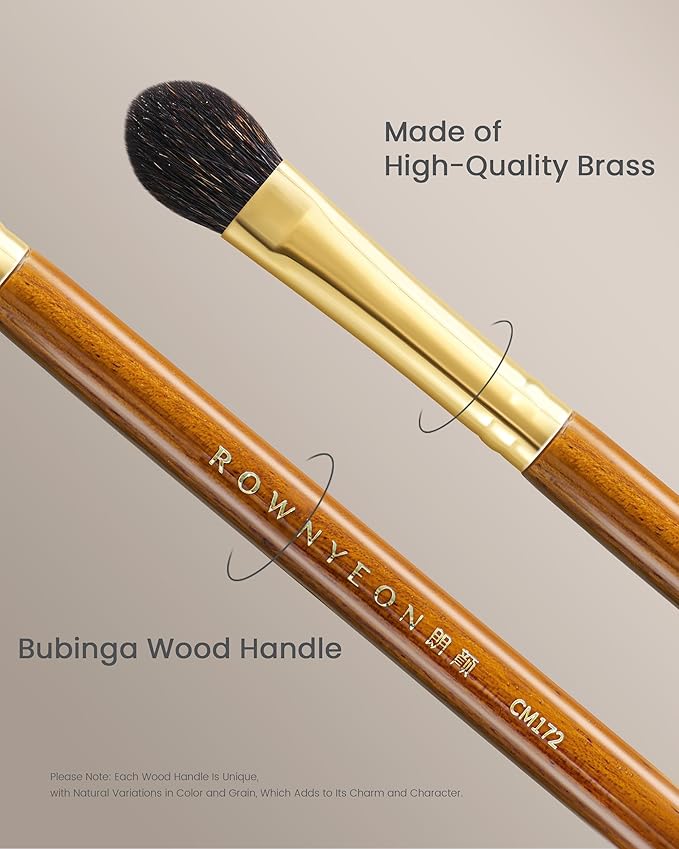 Desert Oak Series Almond Blending Brush - Squirrel & Goat Hair (30/70) for Gentle Powder Application, Bubinga Handle & Brass Ferrule (CM 172)-FemmiqueWomen