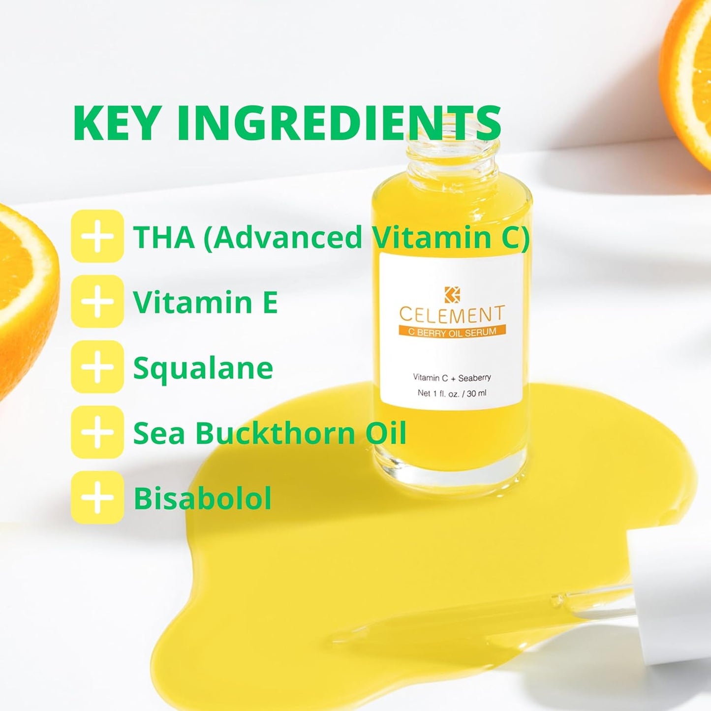 C Berry Oil Serum with Vitamin C, Sea Buckthorn, Rosehip, Jojoba, Squalane - Reduces Hyperpigmentation, Age Spots, Scars, Fine Lines - Nail and Cuticle Treatment - Glowing Skin, 1 fl. oz-FemmiqueWomen