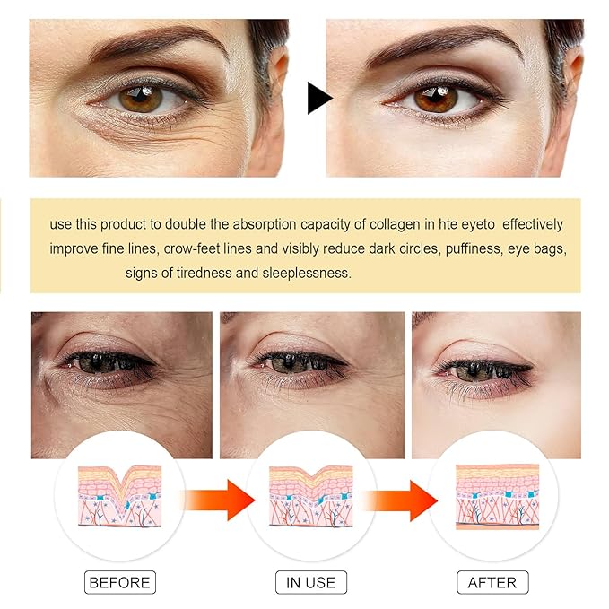 24K Gold Eye Masks, Crystal Collagen Eye Patches for Puffy Eyes, Reducing Fine Lines, Effectively Moisturizing Gold Eye Mask for Dark Circles and Puffiness Wrinkle Eye Bags-FemmiqueWomen