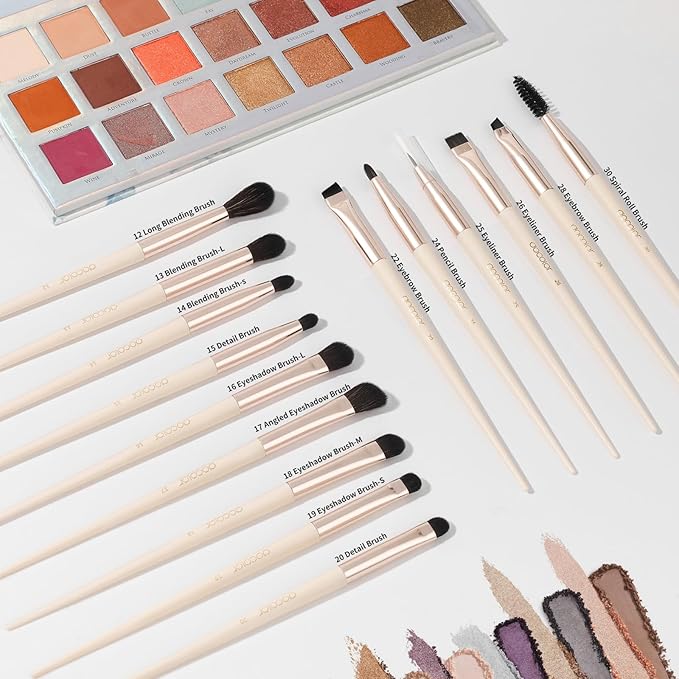 Docolor Makeup Brushes Set Professional 30Pcs Makeup Brushes Premium Synthetic Powder Kabuki Foundation Contour Blush Concealer Eye Shadow Blending Eyeliner Crease Eyebrow Make Up Brush Kit - Beige-FemmiqueWomen